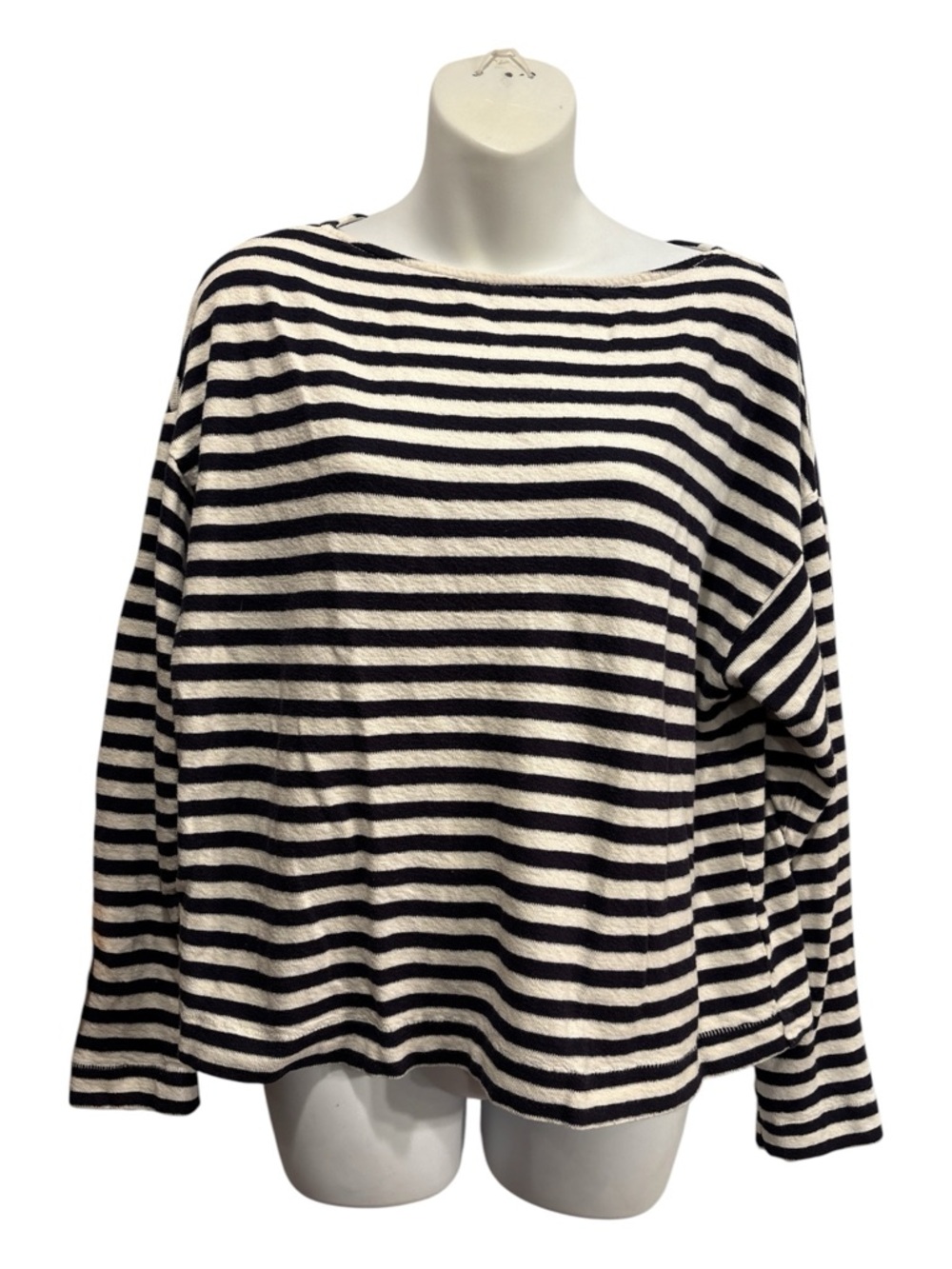 Universal Thread Black & White Striped Boatneck top size Large